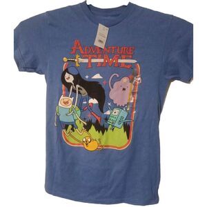 Mens Adventure Time Short Sleeve Graphic T-Shirt - Royal Heather Blue- Small